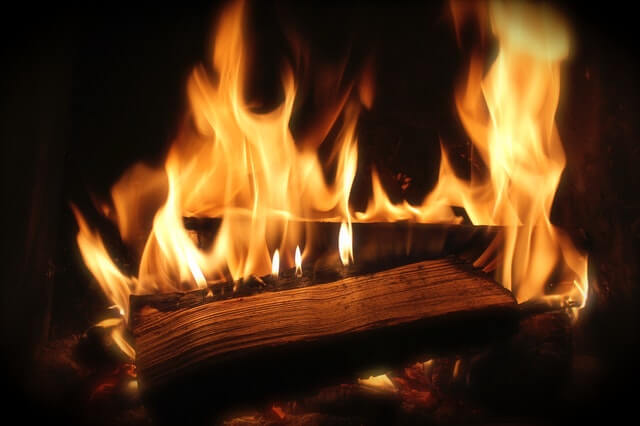 Log Burning In Fire